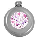 Hearts Love Purple Round Hip Flask (5 oz)