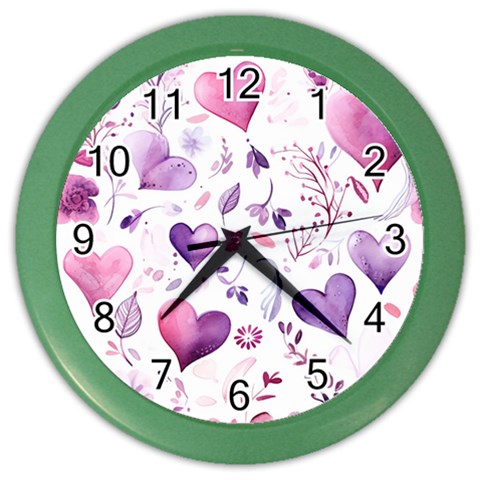 Hearts Love Purple Color Wall Clock from ArtsNow.com Front