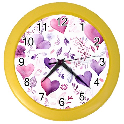 Hearts Love Purple Color Wall Clock from ArtsNow.com Front