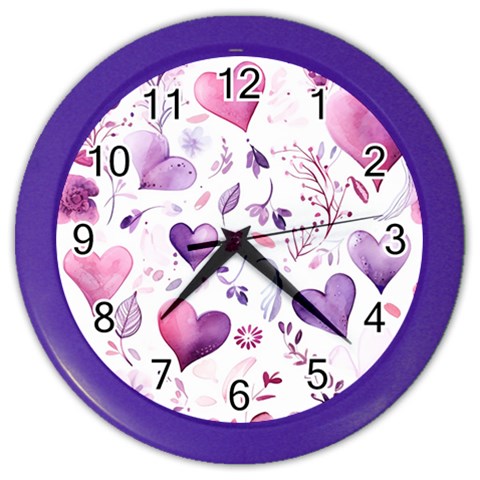 Hearts Love Purple Color Wall Clock from ArtsNow.com Front