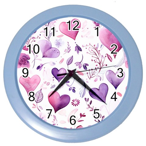 Hearts Love Purple Color Wall Clock from ArtsNow.com Front