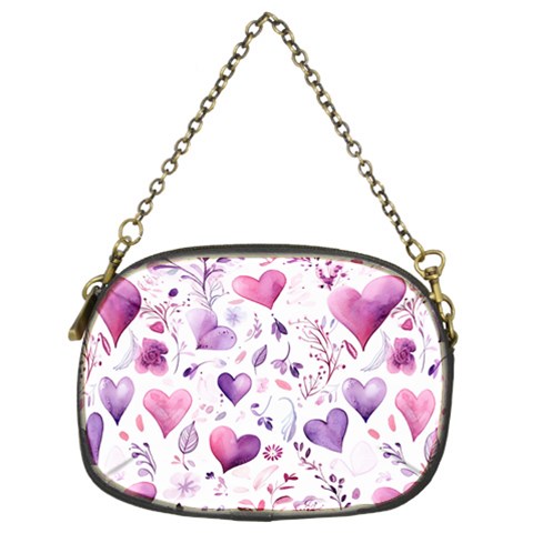 Hearts Love Purple Chain Purse (Two Sides) from ArtsNow.com Front