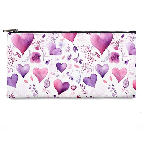 Hearts Love Purple Pencil Cases from ArtsNow.com Front