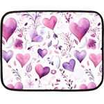 Hearts Love Purple Two Sides Fleece Blanket (Mini)