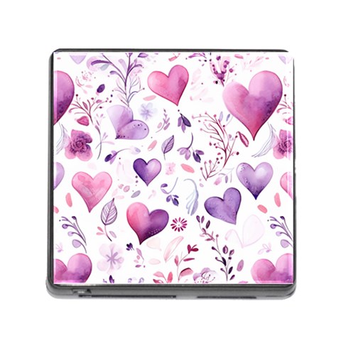 Hearts Love Purple Memory Card Reader (Square 5 Slot) from ArtsNow.com Front