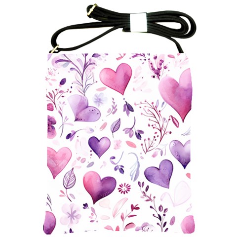 Hearts Love Purple Shoulder Sling Bag from ArtsNow.com Front