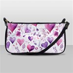 Hearts Love Purple Leather Shoulder Clutch Bag