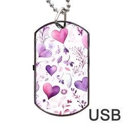 Hearts Love Purple Dog Tag USB Flash (Two Sides) from ArtsNow.com Front