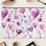 Hearts Love Purple Cosmetic Bag (XXXL)