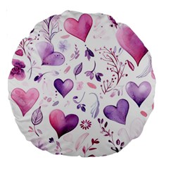 Hearts Love Purple Large 18  Premium Round Cushions from ArtsNow.com Front