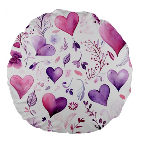 Hearts Love Purple Large 18  Premium Round Cushions from ArtsNow.com Back