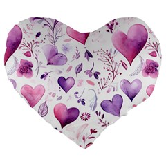 Hearts Love Purple Large 19  Premium Heart Shape Cushions from ArtsNow.com Front