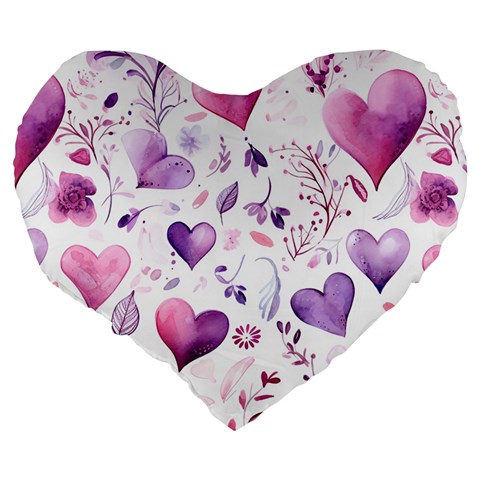 Hearts Love Purple Large 19  Premium Heart Shape Cushions from ArtsNow.com Back