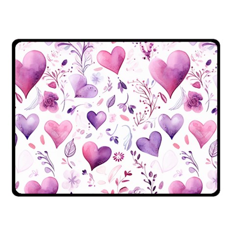 Hearts Love Purple Two Sides Fleece Blanket (Small) from ArtsNow.com 45 x34  Blanket Front