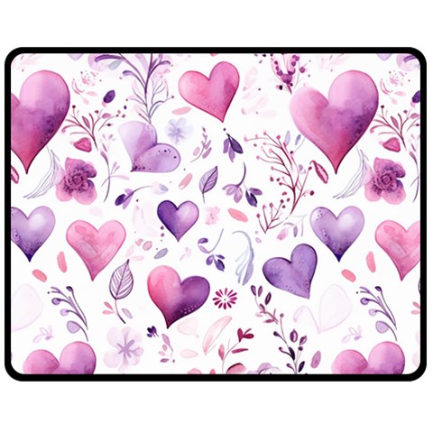 Hearts Love Purple Two Sides Fleece Blanket (Medium) from ArtsNow.com 58.8 x47.4  Blanket Front