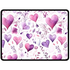 Hearts Love Purple Two Sides Fleece Blanket (Large) from ArtsNow.com 80 x60  Blanket Front