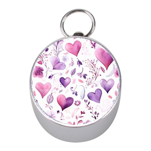 Hearts Love Purple Mini Silver Compasses from ArtsNow.com Front