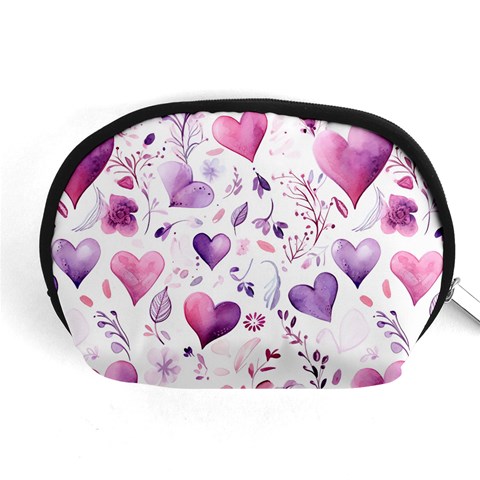 Hearts Love Purple Accessory Pouch (Medium) from ArtsNow.com Front