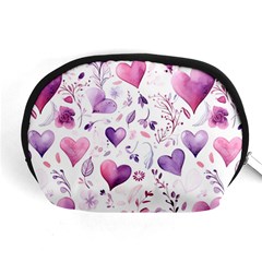 Hearts Love Purple Accessory Pouch (Medium) from ArtsNow.com Front