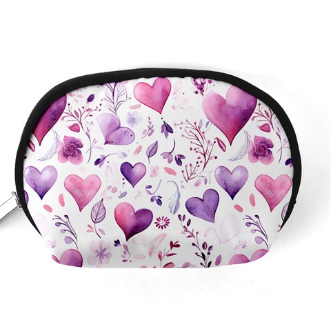 Hearts Love Purple Accessory Pouch (Medium) from ArtsNow.com Back