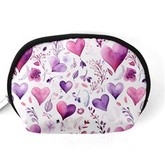 Hearts Love Purple Accessory Pouch (Medium) from ArtsNow.com Back