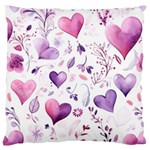 Hearts Love Purple Standard Premium Plush Fleece Cushion Case (One Side)