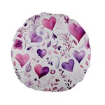 Hearts Love Purple Standard 15  Premium Flano Round Cushions