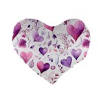 Hearts Love Purple Standard 16  Premium Flano Heart Shape Cushions