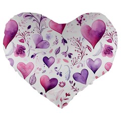 Hearts Love Purple Large 19  Premium Flano Heart Shape Cushions from ArtsNow.com Front