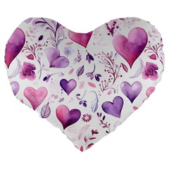 Hearts Love Purple Large 19  Premium Flano Heart Shape Cushions from ArtsNow.com Back