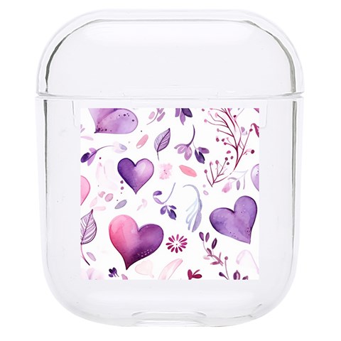 Hearts Love Purple Hard PC AirPods 1/2 Case from ArtsNow.com Front