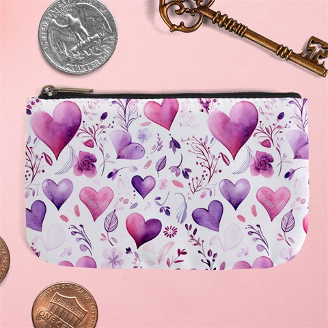 Hearts Love Purple Large Coin Purse from ArtsNow.com Front