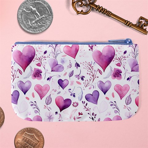 Hearts Love Purple Large Coin Purse from ArtsNow.com Back