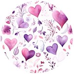 Hearts Love Purple Wooden Bottle Opener (Round)