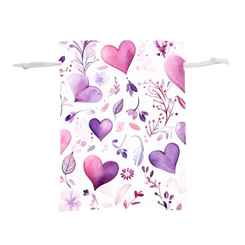 Hearts Love Purple Lightweight Drawstring Pouch (M) from ArtsNow.com Front