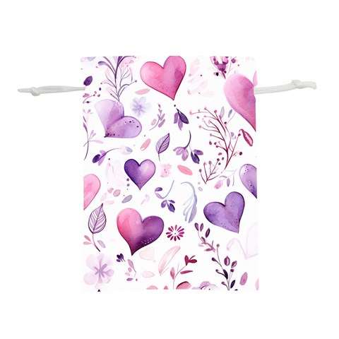 Hearts Love Purple Lightweight Drawstring Pouch (L) from ArtsNow.com Front