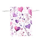 Hearts Love Purple Lightweight Drawstring Pouch (L)