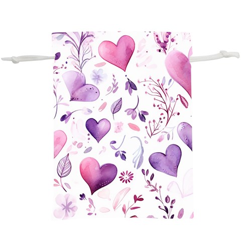 Hearts Love Purple Lightweight Drawstring Pouch (XL) from ArtsNow.com Front