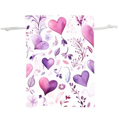 Hearts Love Purple Lightweight Drawstring Pouch (XL) from ArtsNow.com Front