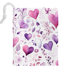 Hearts Love Purple Drawstring Pouch (4XL) from ArtsNow.com Back