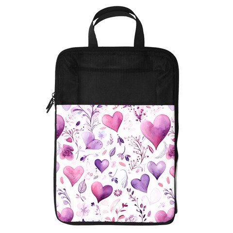 Hearts Love Purple Foldable Shoe Storage Bag from ArtsNow.com Front