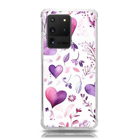 Hearts Love Purple Samsung Galaxy S20 Ultra 6.9 Inch TPU UV Case from ArtsNow.com Front