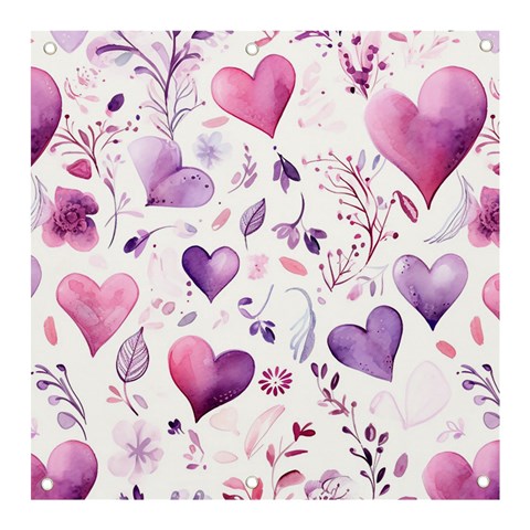 Hearts Love Purple Banner and Sign 3  x 3  from ArtsNow.com Front