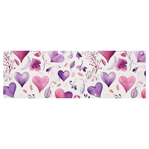 Hearts Love Purple Banner and Sign 9  x 3  from ArtsNow.com Front