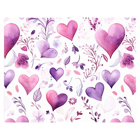 Hearts Love Purple Premium Plush Fleece Blanket (Medium) from ArtsNow.com 60 x50  Blanket Front