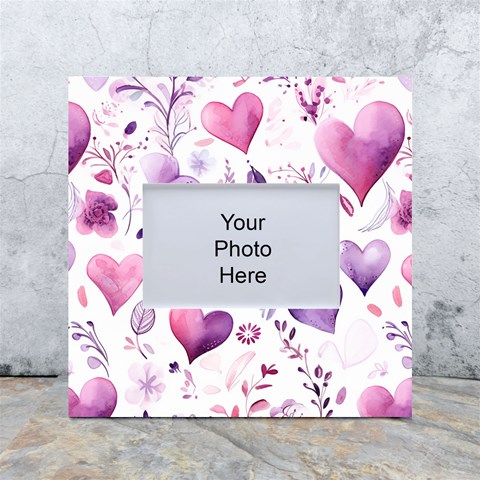 Hearts Love Purple White Box Photo Frame 4  x 6  from ArtsNow.com Front