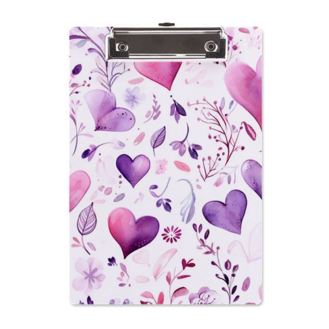 Hearts Love Purple A5 Acrylic Clipboard from ArtsNow.com Front