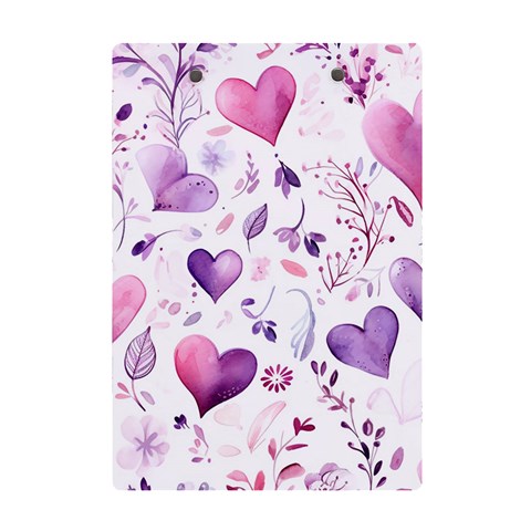 Hearts Love Purple A5 Acrylic Clipboard from ArtsNow.com Back