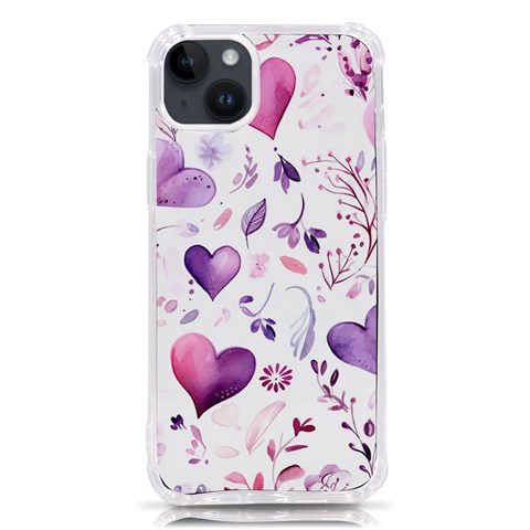 Hearts Love Purple iPhone 14 Plus TPU UV Print Case from ArtsNow.com Front