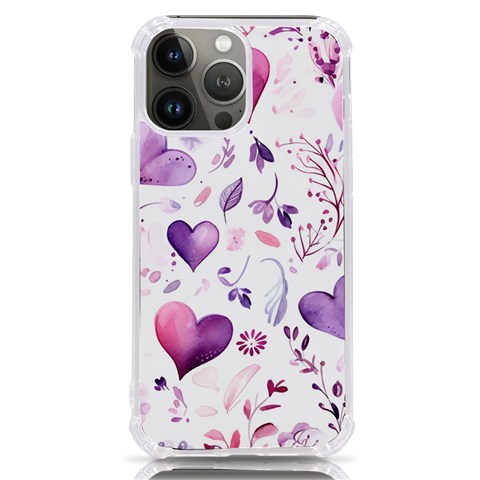 Hearts Love Purple iPhone 13 Pro Max TPU UV Print Case from ArtsNow.com Front